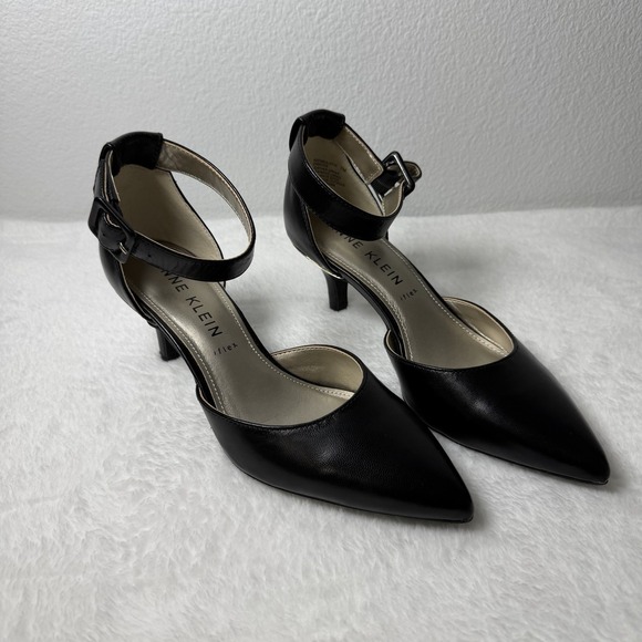 Anne Klein Shoes - Anne Klein Fabulist Pointed Toe Pump Black Leather Size 7 M Mid Heels Shoes
